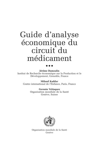 Guide d`analyse economique du circuit du medicament
