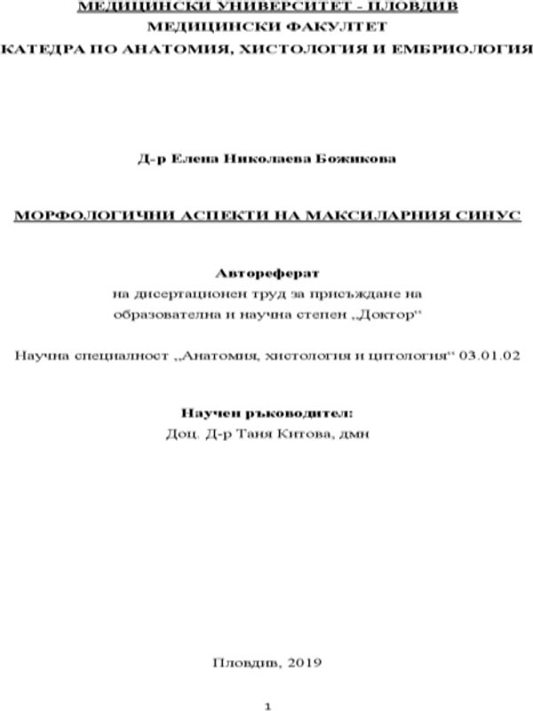 Морфологични аспекти на максиларния синус