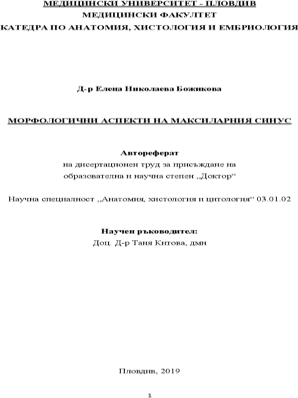 Морфологични аспекти на максиларния синус