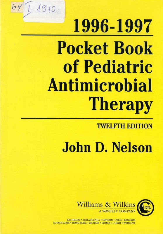 Pocket book of pediatric antimicrobial therapy 1996-1997
