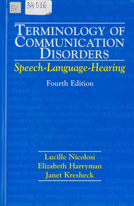 Terminology of communication disorders