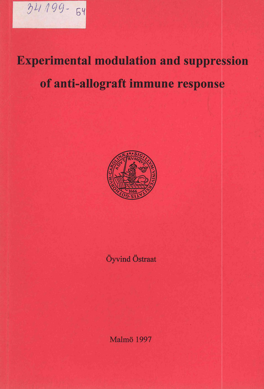 Experimental modulation and suppression of anti-allograft immune response