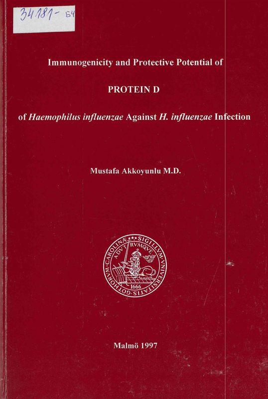 Immunogenicity and protective potential of protein D of haemophilus influenzae against H. influenzae infection