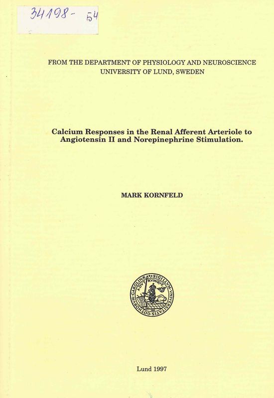 Calcium responses in the renal afferent arteriole,  to angiotensin II and norepinephrine stimulation