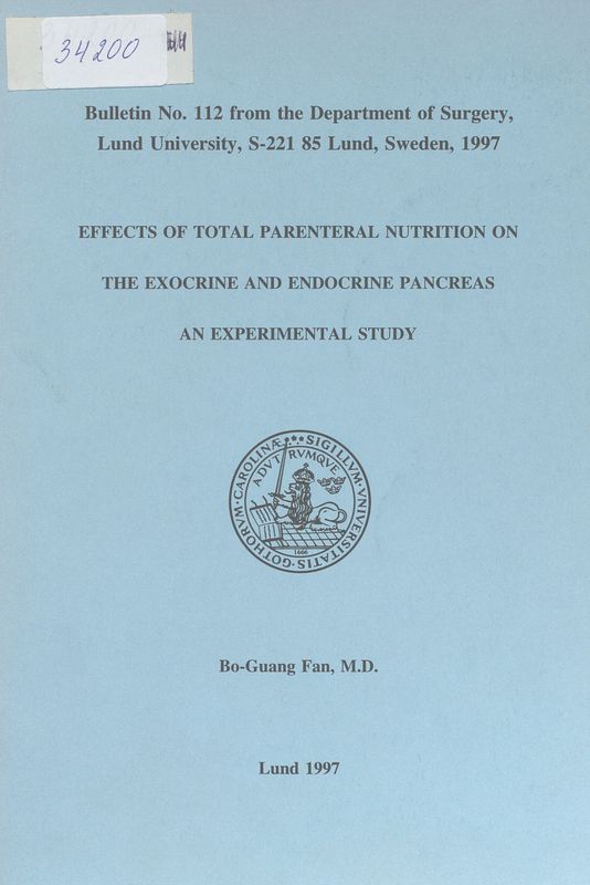 Effects of total parenteral nutrition on the exocrine and endocrine pancreas an experimental study