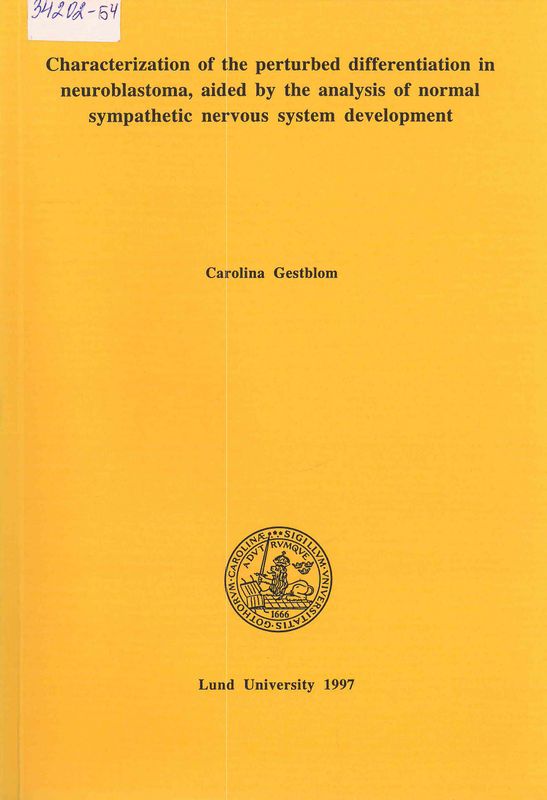 Characterization of the perturbed differentiation in neuroblastoma, aided by the analysis of normal sympathetic nervous system development