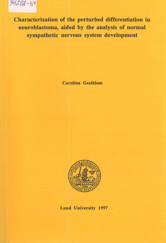 Characterization of the perturbed differentiation in neuroblastoma, aided by the analysis of normal sympathetic nervous system development