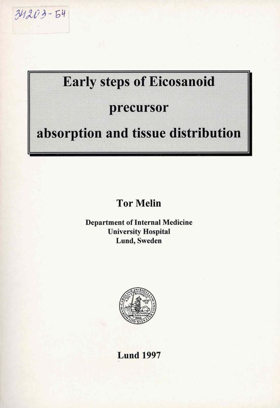 Early steps of eicosanoid precursor absorption and tissue distribution