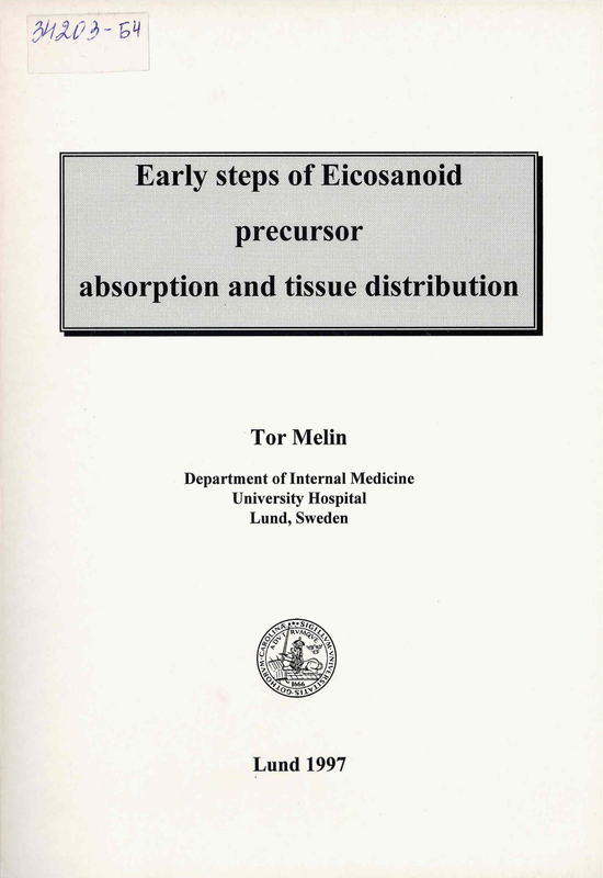 Early steps of eicosanoid precursor absorption and tissue distribution