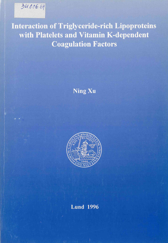 Interaction of triglyceride-rich lipoproteins with platelets and vitamin K-dependent coagulation factors