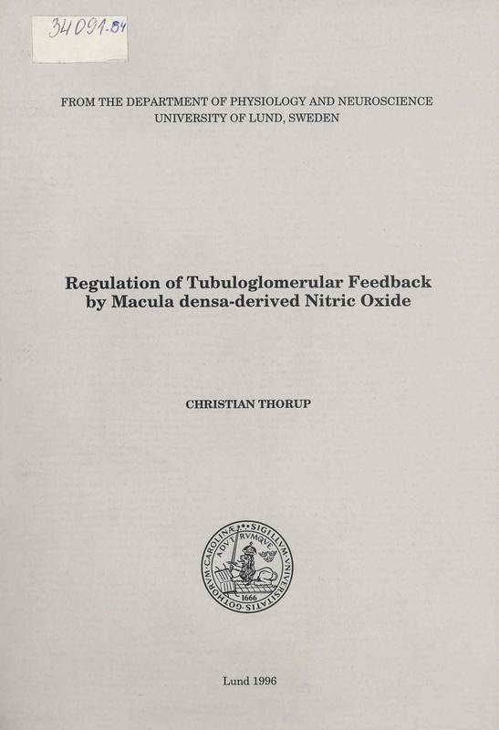 Regulation of tubuloglomerular feedback by macula densa-darived nitric oxide
