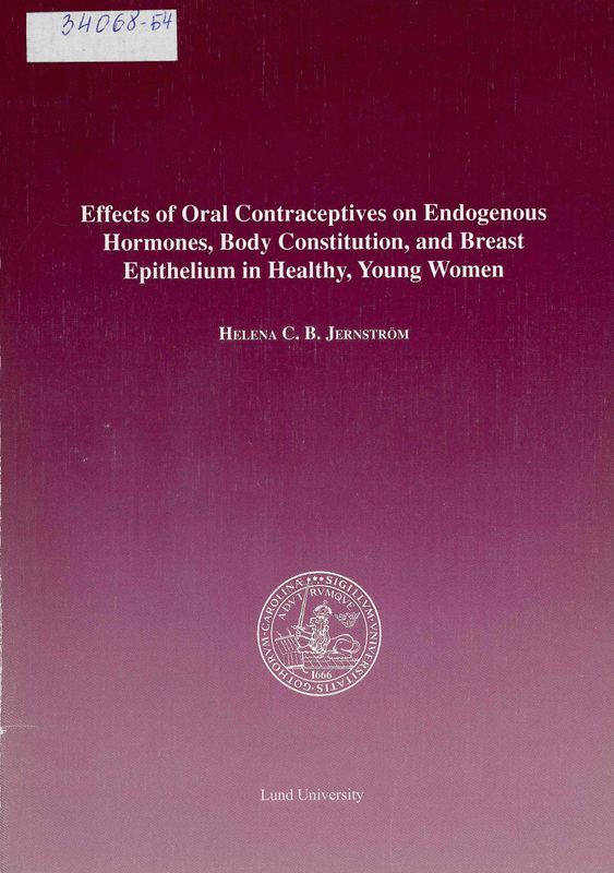 Effects of oral contraceptives on endogenous hormones, body constitution, and breast epithelium in healthy, young women