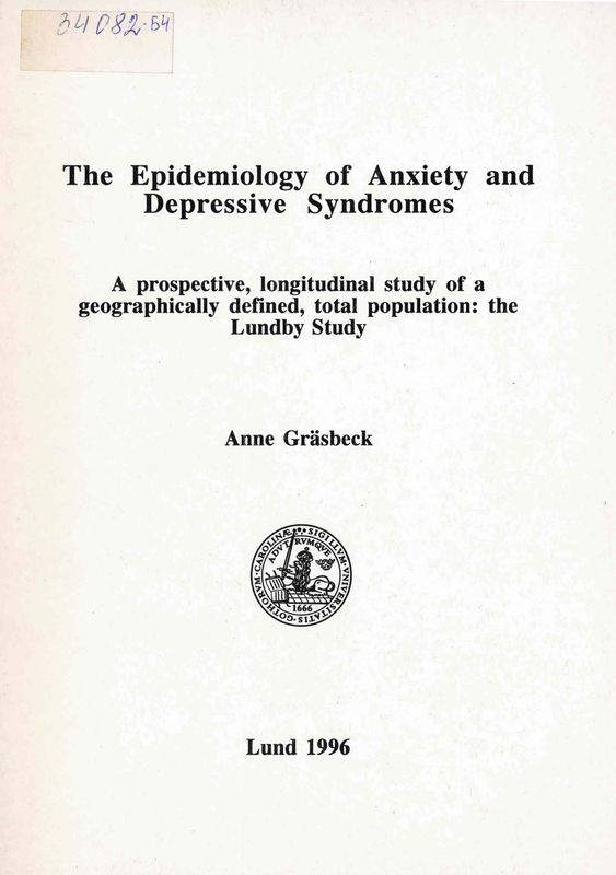 The epidemiology of anxiety and depressive syndromes