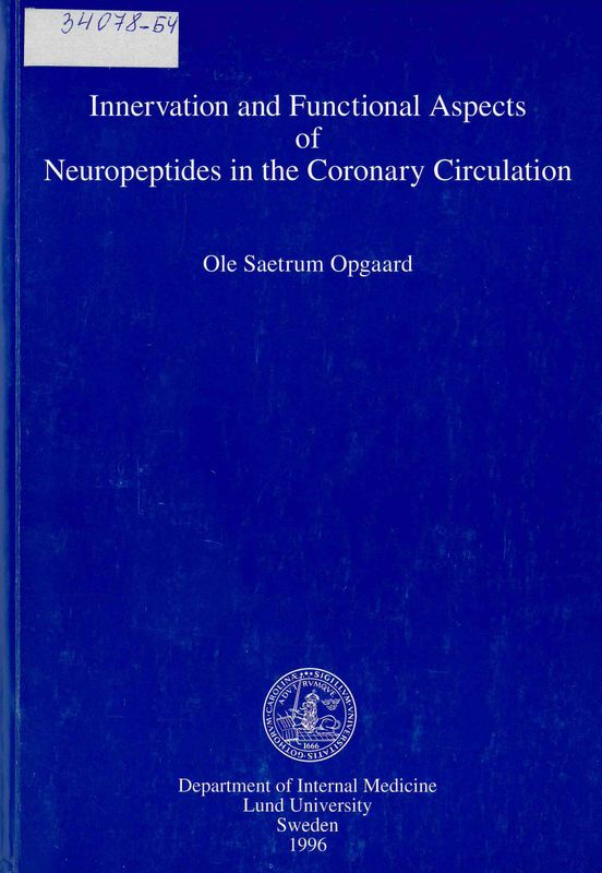 Innervation and functional aspects of neuropeptides in the coronary circulation