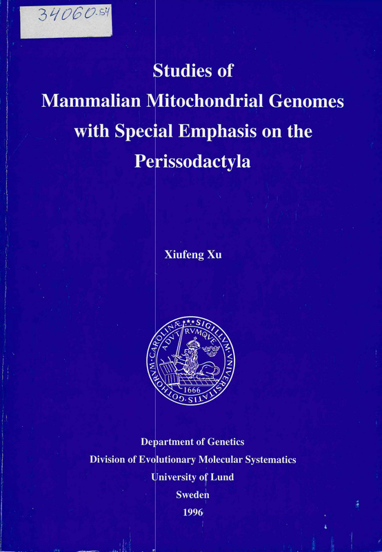 Studies of mammalian mitochondrial genomes with special emphasis on the perissodactyla