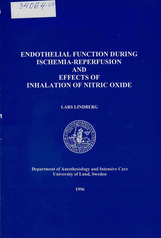 Endothelial function during ischemia-reperfusion and effects of inhalation of nitric oxide