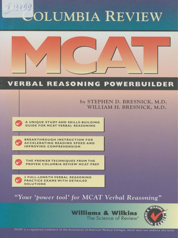 Columbia review MCAT verbal reasoning powerbuilder