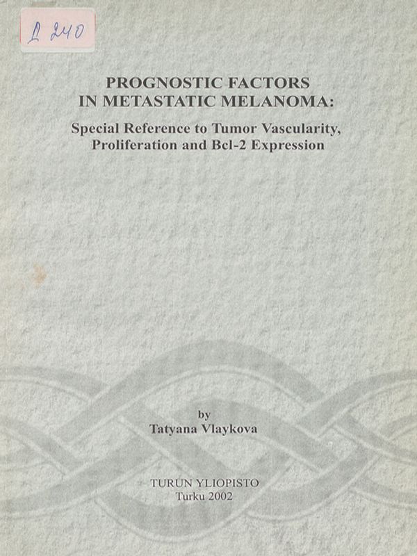 Prognostic factors in metastatic melanoma. Special reference to tumor vascularity, porliferation and Bcl-2 expression