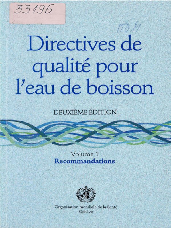 Directives de qualite pour l`eau de boisson