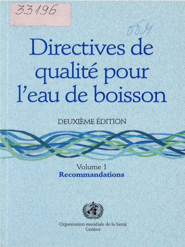 Directives de qualite pour l`eau de boisson