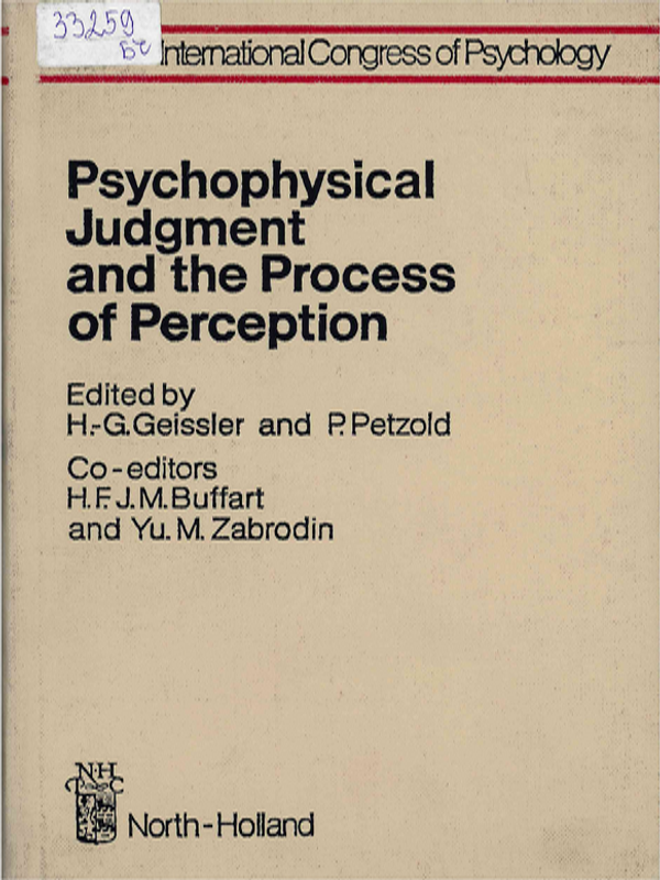 Psychophysical Judgment and the Process of Perception