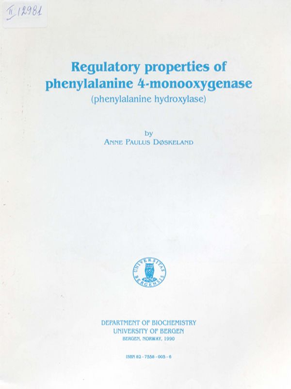 Regulatory Properties of Phenylalanine 4-monooxygenase (phenylalanine hydroxylase)