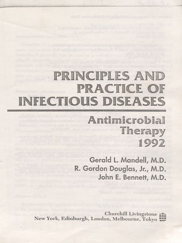 Principles and Practice of Infectious Diseases: Antimicrobial Therapy 1992