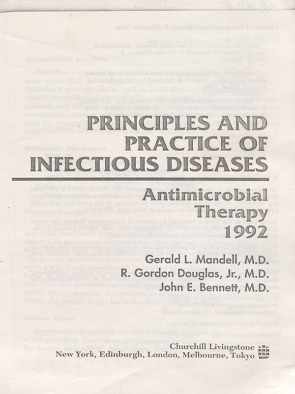 Principles and Practice of Infectious Diseases: Antimicrobial Therapy 1992
