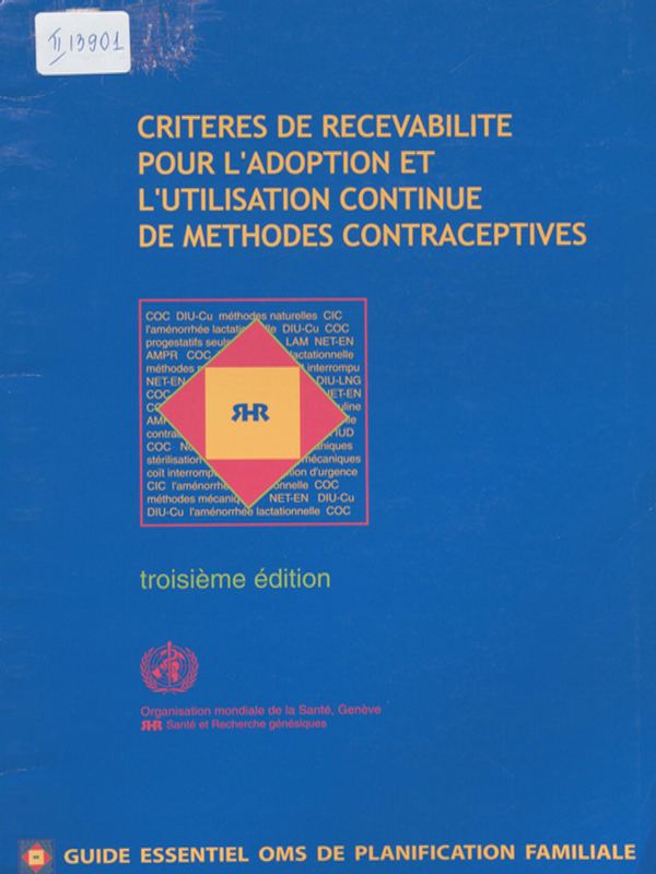 Criteres de recevabilite pour l`adoption et l`utilisation continue de methodes cotraceptives