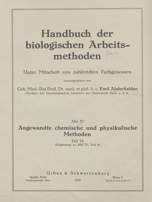 Handbuch der biologischen Arbeitsmethoden