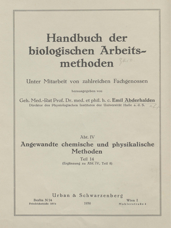 Handbuch der biologischen Arbeitsmethoden