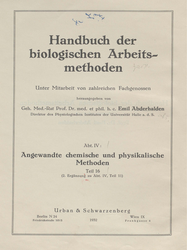 Handbuch der biologischen Arbeitsmethoden