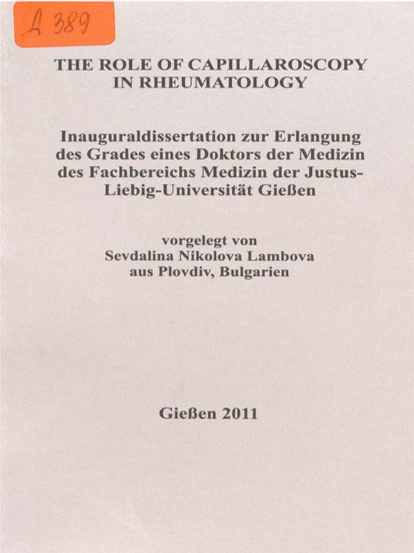 The role of capillaroscopy in rheumatology