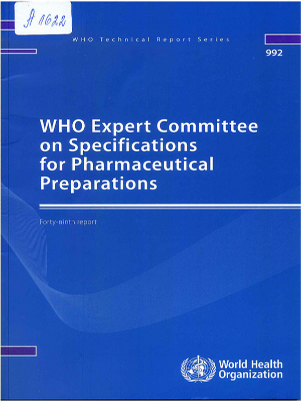 WHO expert committee on specifications for pharmaceutical preparations