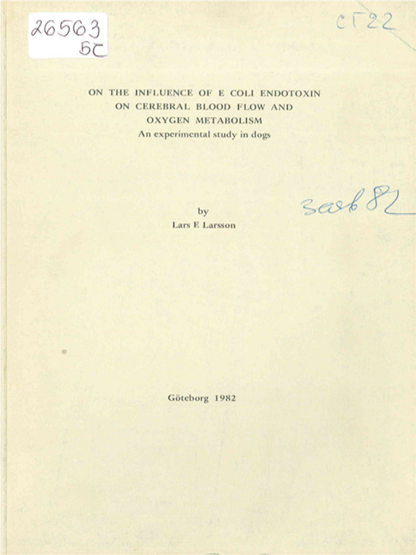 On the influence of E. coli endotoxin on cerebral blood flow and oxygen metabolism