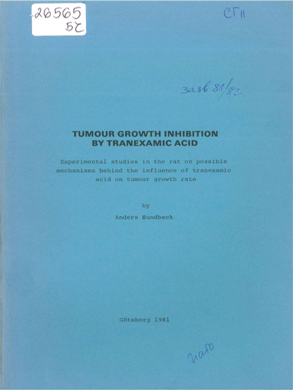 Tumour growth inhibition by transexamic acid