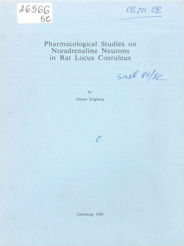 Pharmacological studies on noradrenaline neurons in rat locus coeruleus