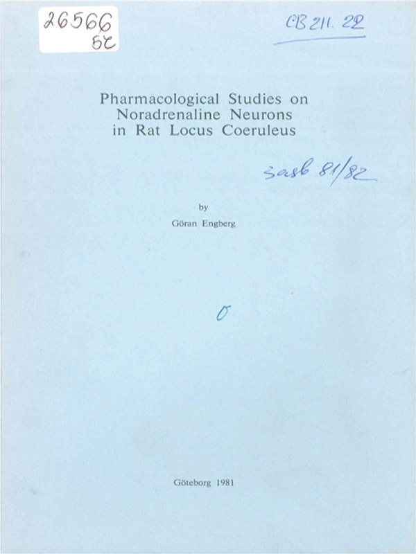 Pharmacological studies on noradrenaline neurons in rat locus coeruleus