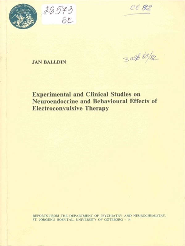 Experimental and clinical studies on neuroendocrine and behavioural effects of electroconvulsive therapy