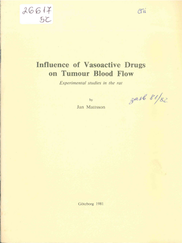 Influence of vasoactive drugs on tumour blood flow