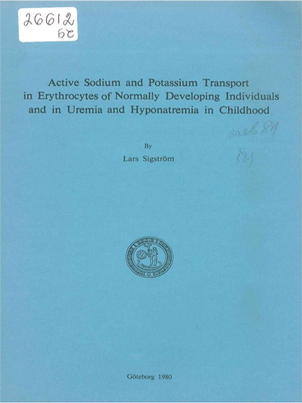 Active sodium and potassium transport in erythrocytes of normally developing individuals and in uremia and hyponatremia in childhood