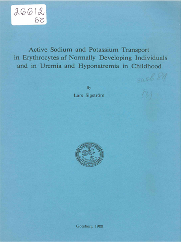 Active sodium and potassium transport in erythrocytes of normally developing individuals and in uremia and hyponatremia in childhood