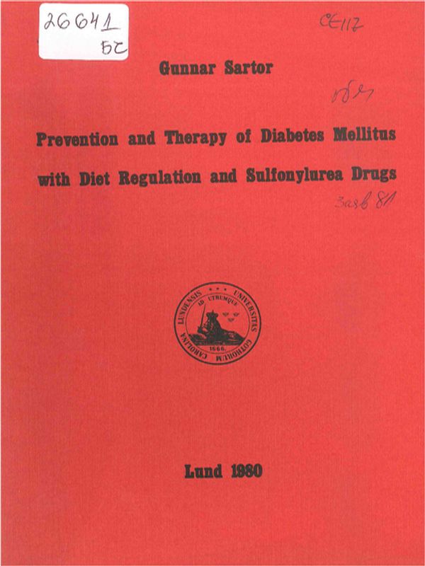 Prevention and therapy of diabetes mellitus with diet regulation and sulfonylurea drugs