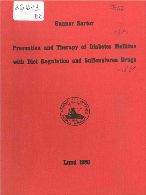 Prevention and therapy of diabetes mellitus with diet regulation and sulfonylurea drugs