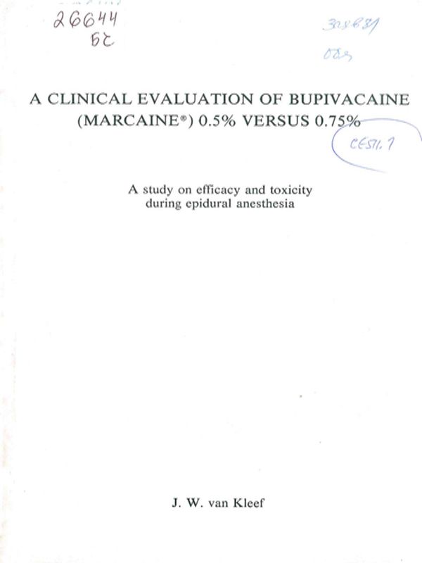 A clinical evaluation of Bupivacaine (Marcaine) 0.5% versus 0.75 %