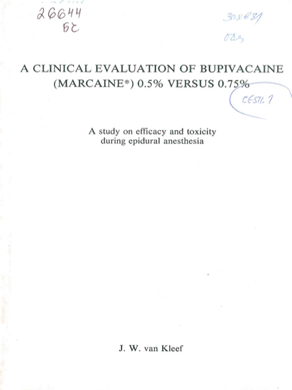 A clinical evaluation of Bupivacaine (Marcaine) 0.5% versus 0.75 %