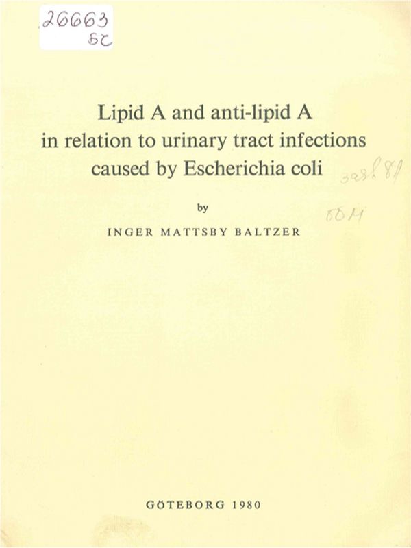 Lipid A and anti-lipid A in relation to urinary tract infections caused by Escherichia coli
