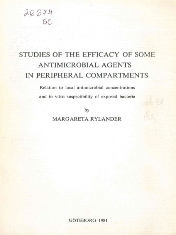 Studies of the efficacy of some antimicrobial agents in peripheral compartments