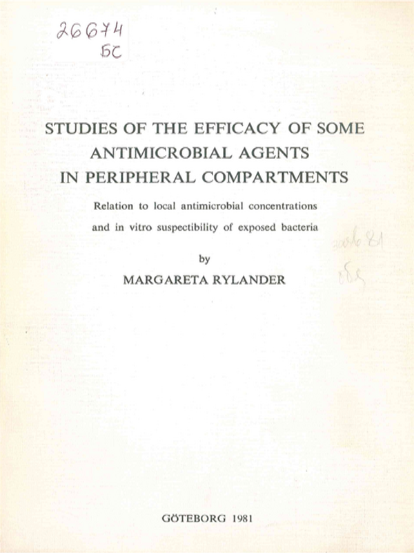 Studies of the efficacy of some antimicrobial agents in peripheral compartments
