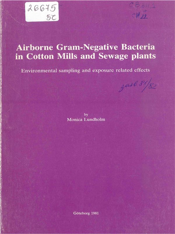 Airborne gram-negative bacteria in cotton mills and sewage plants